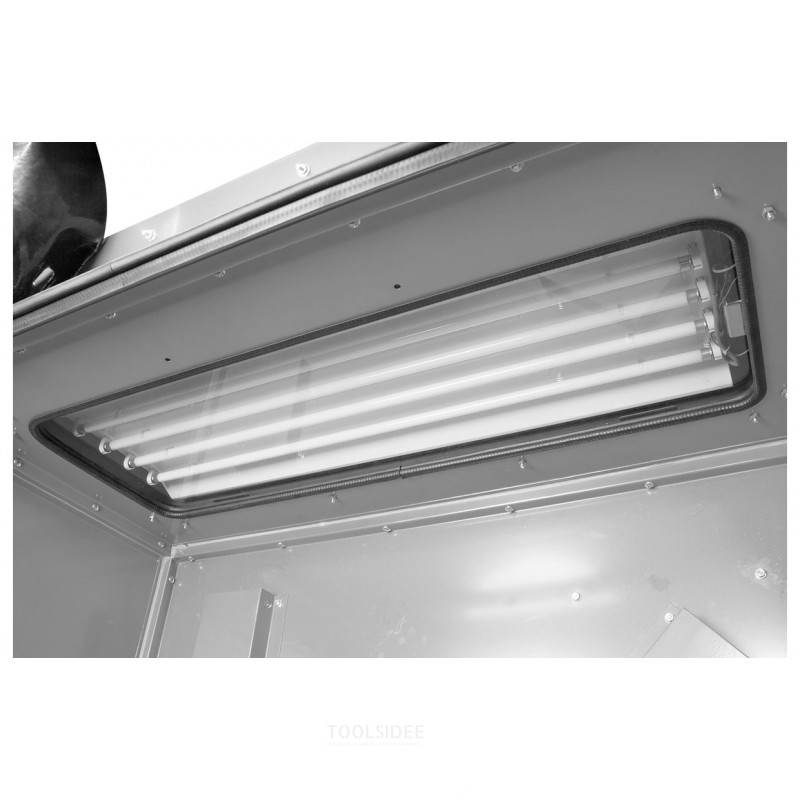 PAKKAUS ammattimainen puhalluskaappi 990 L, jossa 25 kg lasihelmiä ja 25 kg ruskeaa korundia MW Tools