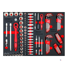 Gefüllter robuster Werkzeugwagen STARTER 212-teilig MW Tools