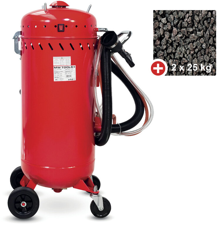 Mobiler Strahltank 106 Liter + 2 Säcke Strahlmittel SBLM050 MW Tools