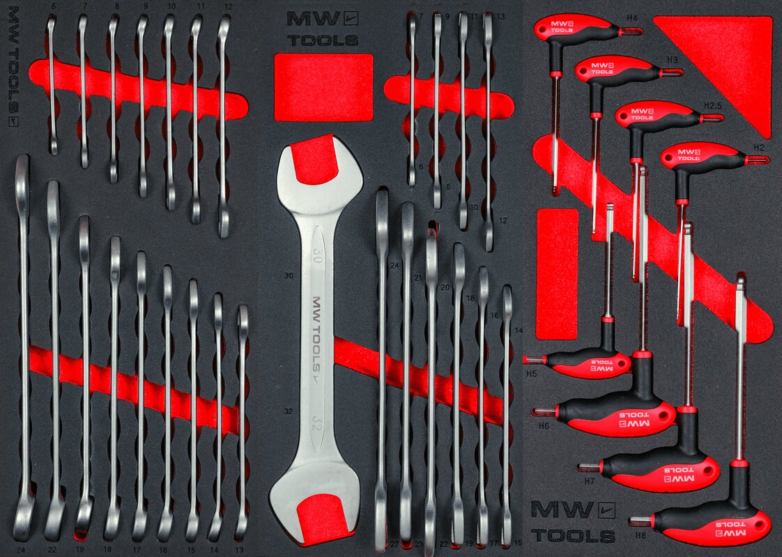 Fyldt værktøjsvogn med skab STARTER 212-delt MW Tools Fyldt værktøjsvogn med skab STARTER 212-delt MW Tools
