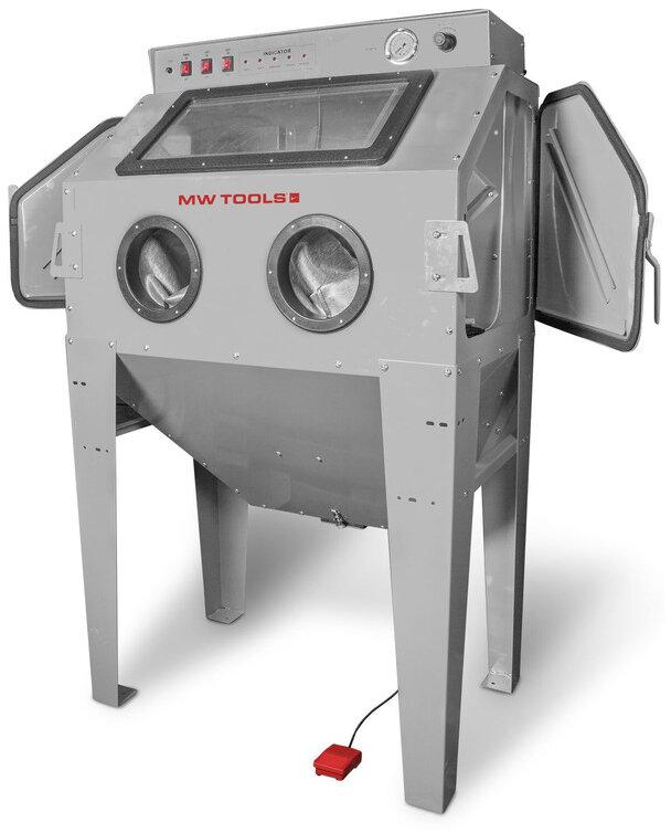 PACK Strahlkabine 415 L mit 25 kg Glasperlen und 25 kg Braunkorund MW Tools