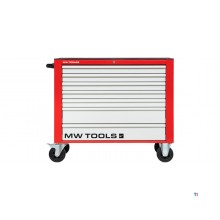 Rød/grå værktøjsvogn med 7 skuffer, 1055 mm bred, 160 mm hjul. MW Tools