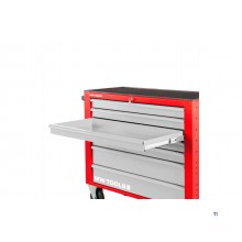 Rød/grå værktøjsvogn med 7 skuffer, 1055 mm bred, 160 mm hjul. MW Tools