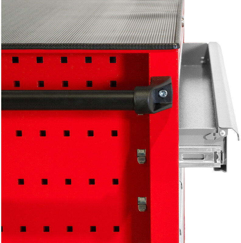 Rød/grå værktøjsvogn med 7 skuffer, 1055 mm bred, 160 mm hjul. MW Tools