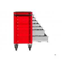 Rød/grå værktøjsvogn med 7 skuffer, 1055 mm bred, 160 mm hjul. MW Tools