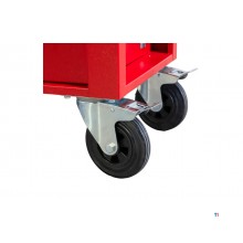 Rød/grå værktøjsvogn med 7 skuffer, 1055 mm bred, 160 mm hjul. MW Tools