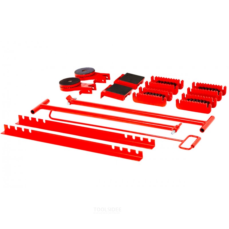 Set transportrollen 20 t 4 rollen en handvat MW Tools