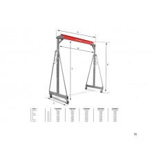 Portalkran 2T + elektrisk talje og løpekatt 500/1000kg MW Verktøy