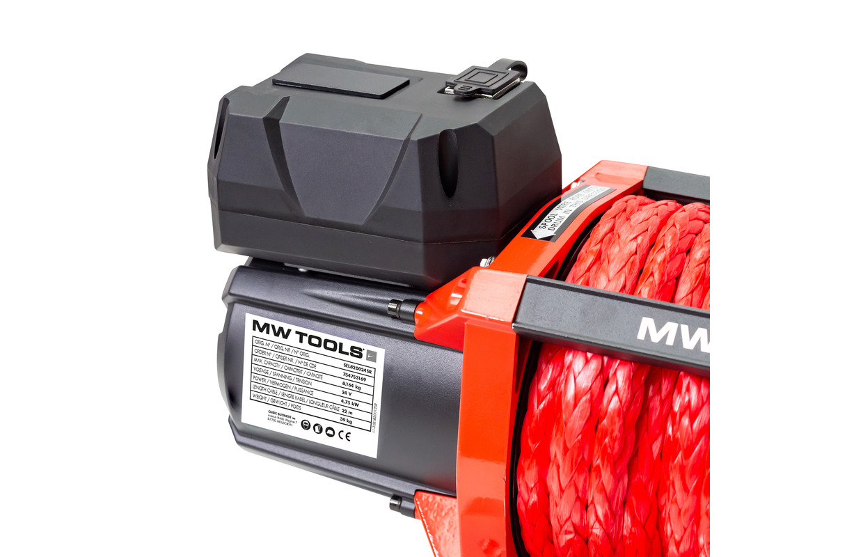 24V 8164 kg 22m syntetisk kabelspil med trådløs fjernbetjening MW Tools