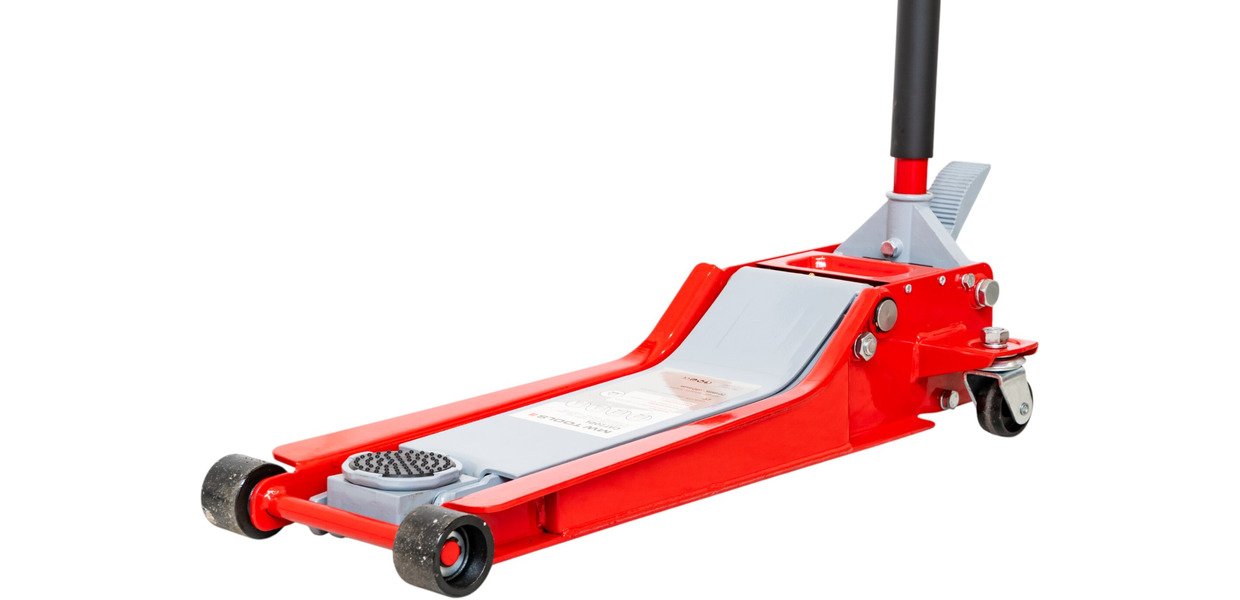 Hydraulisk garagedonkraft 2 t ekstra lav og lang med fodpedal MW Tools