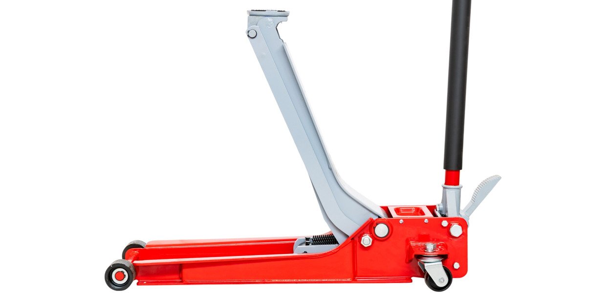 Hydraulisk garagedonkraft 2 t ekstra lav og lang med fodpedal MW Tools