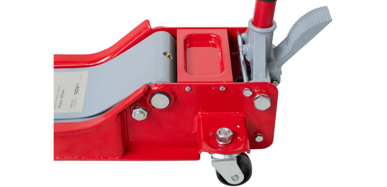 Hydraulisk garagedonkraft 2 t ekstra lav og lang med fodpedal MW Tools