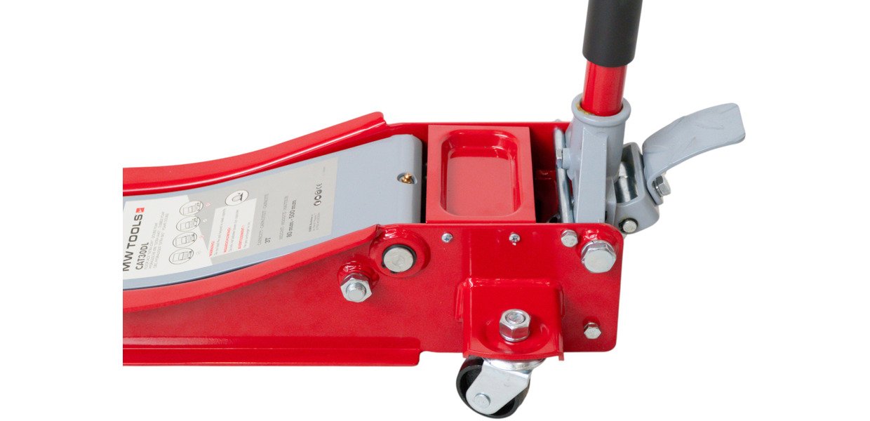 Hydraulisk garagedonkraft 3 t ekstra lav og lang med fodpedal MW Tools