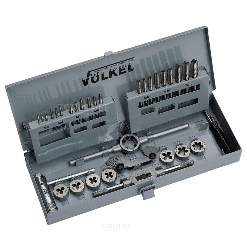 Volkel handtappen en snijplatenset M3 - 12, 31 delig Volkel handtappen en snijplatenset M3 - 12, 31 delig