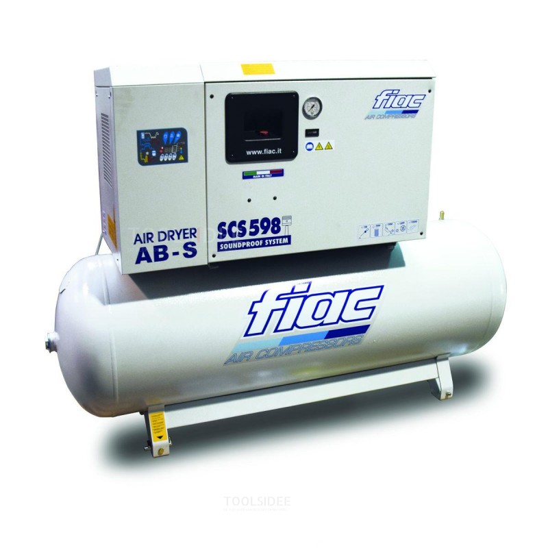 Fiac stille compressor SCS 300lt - AB598 5,5 PK 300 liter, met koeldroger Fiac stille compressor SCS 300lt - AB598 5,5 PK 300 liter, met koeldroger