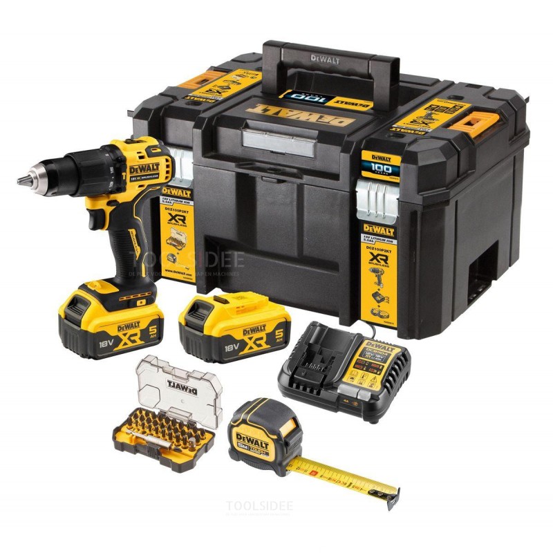 DeWalt akku slagboremaskinesæt inklusive lampe DCZ100P2KT-QW.