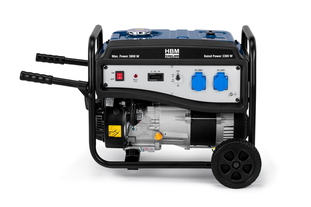 HBM aggregat, generator 223 cc med benzinmotor 230V 3800W.