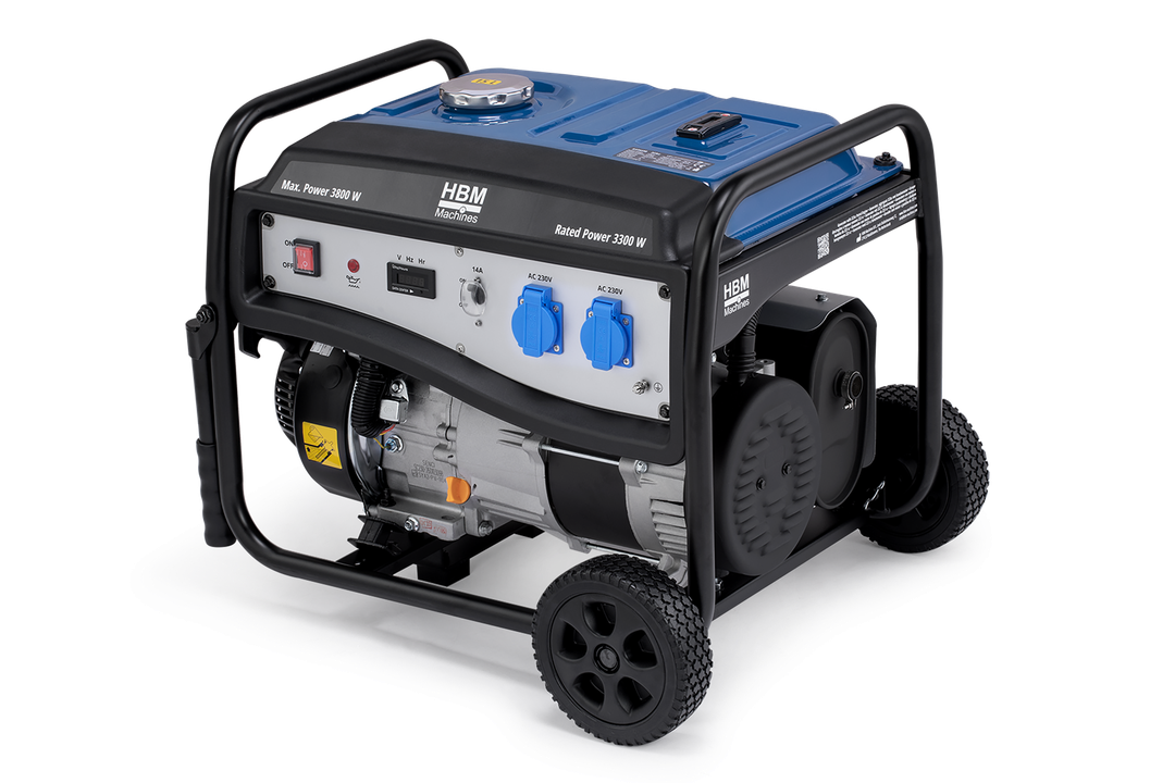 HBM aggregat, generator 223 cc med benzinmotor 230V 3800W.