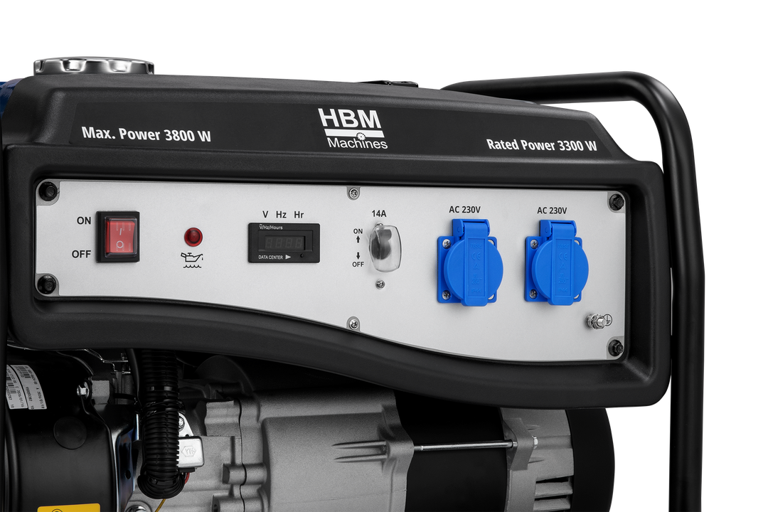 HBM aggregat, generator 223 cc med benzinmotor 230V 3800W.