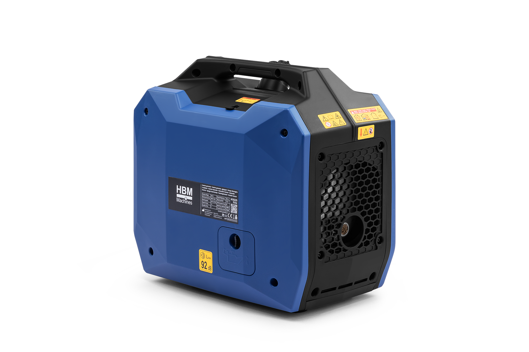 HBM inverter aggregat 79,7 cc benzinemotor 230V 2000W bærbar 1-fase IP23M USB-A/USB-C
