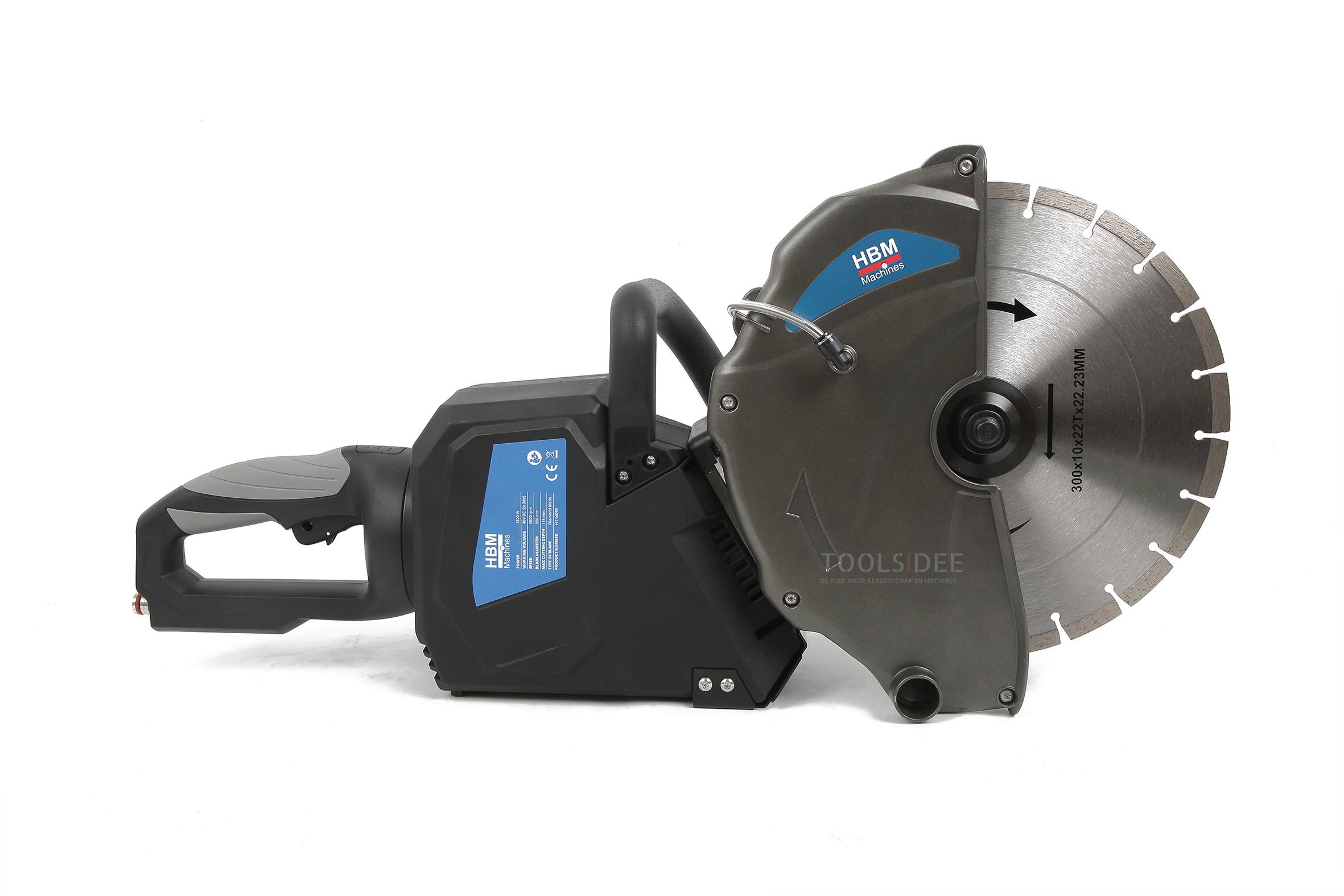 HBM accu betonzaag, dæksav, motorsliber 40 Volt.