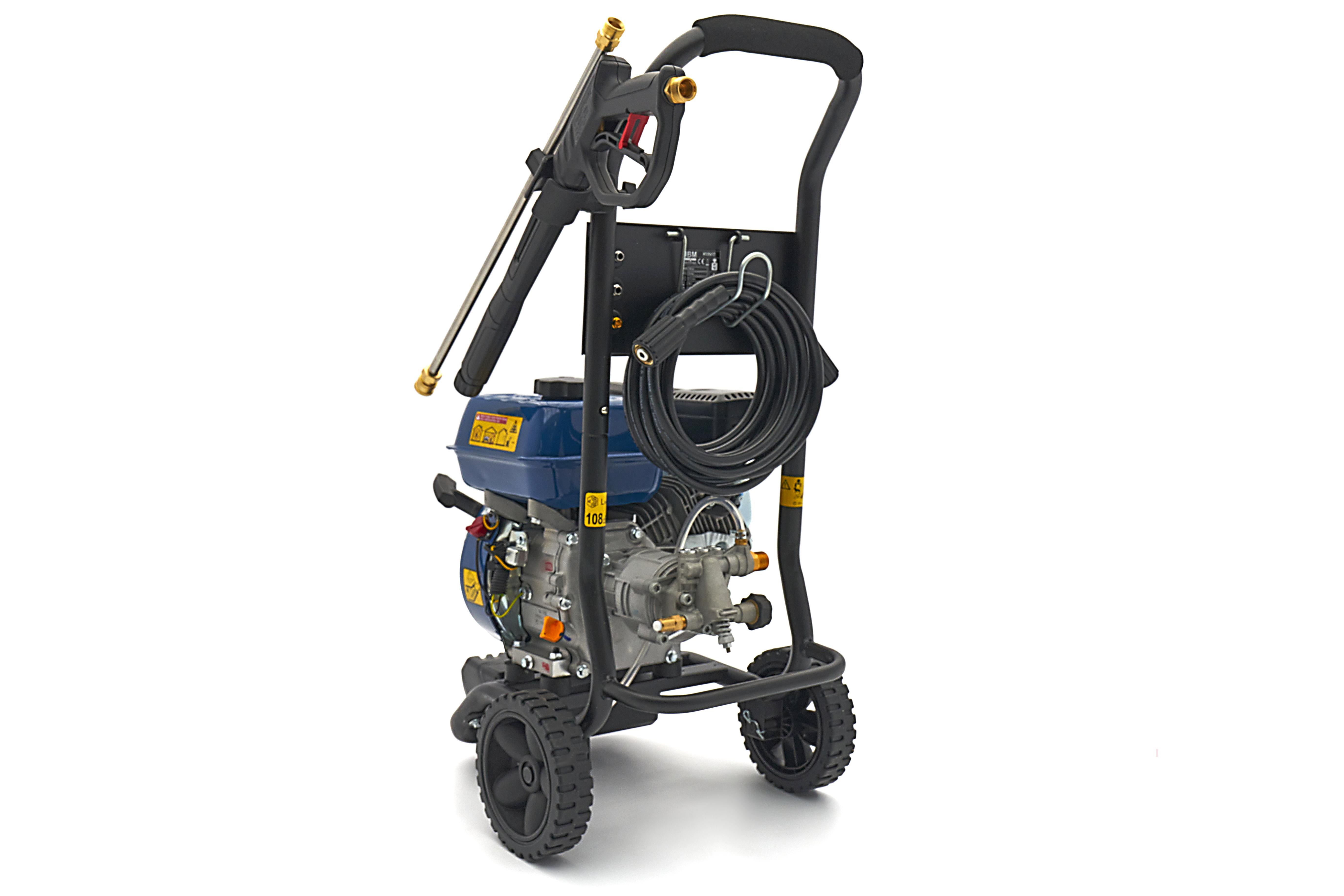 HBM benzine hogedrukreiniger 186 bar 8,7 l/min 196 cc 4-takt trekstart 7,6 m slang
