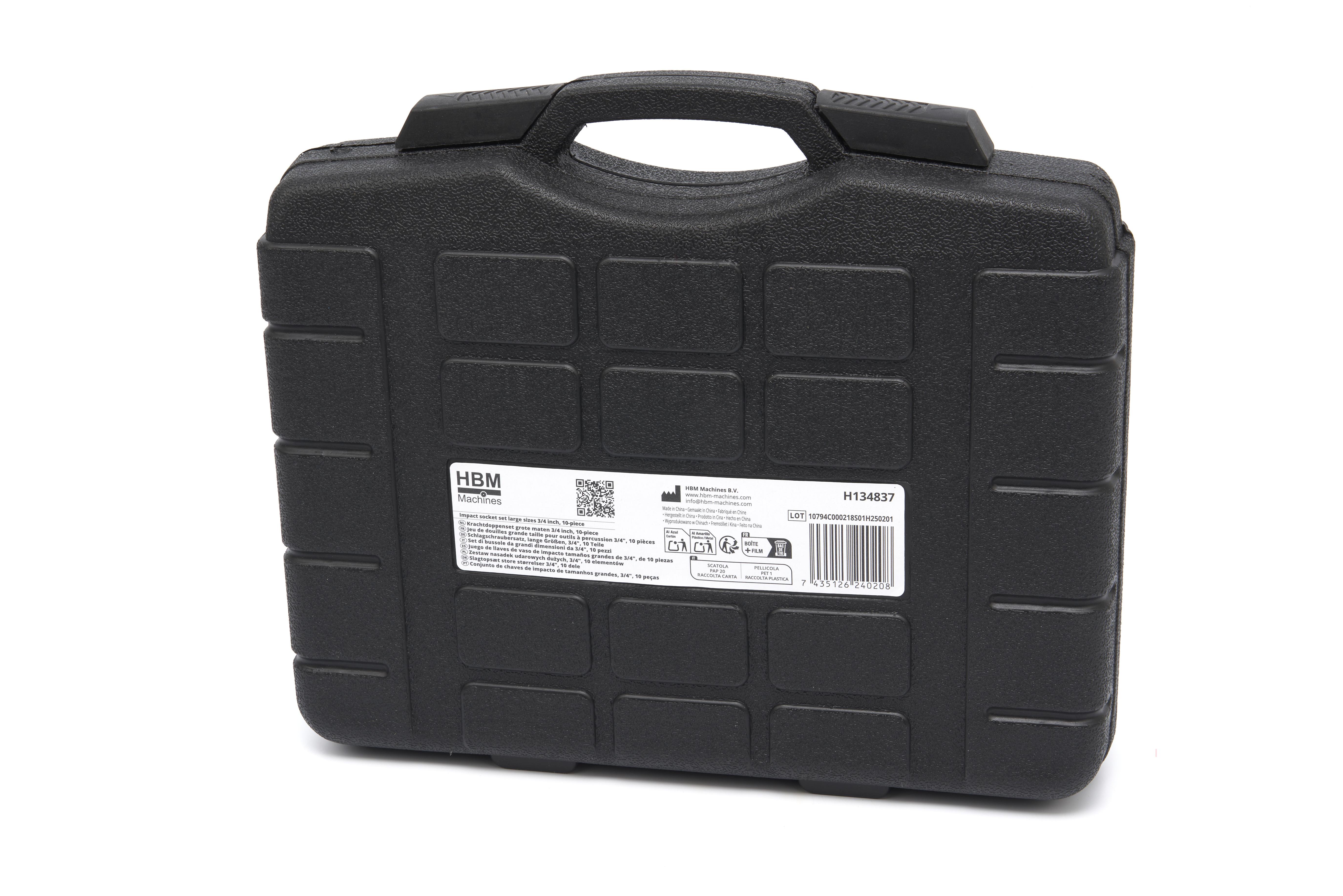 HBM krafttopnøglesæt store størrelser 3/4 inch, 10-delt.