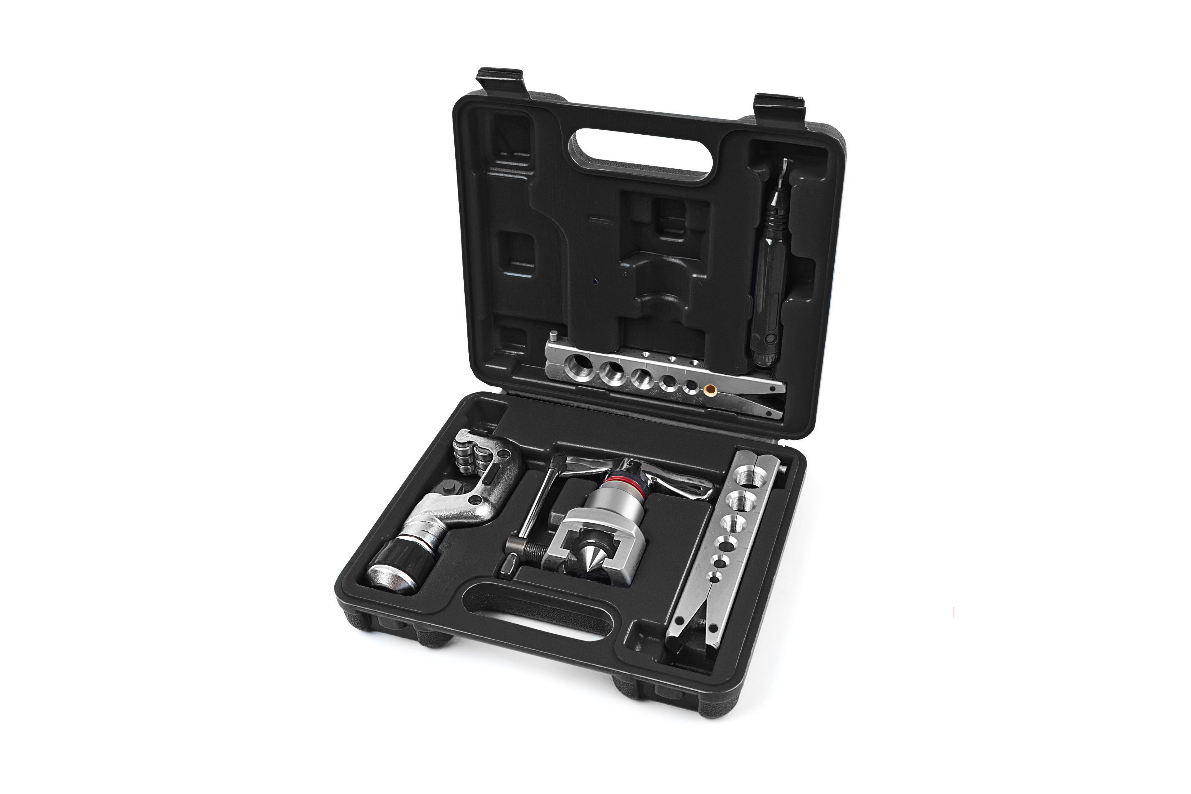 HBM brake pipe flaring set with tube cutter - black.