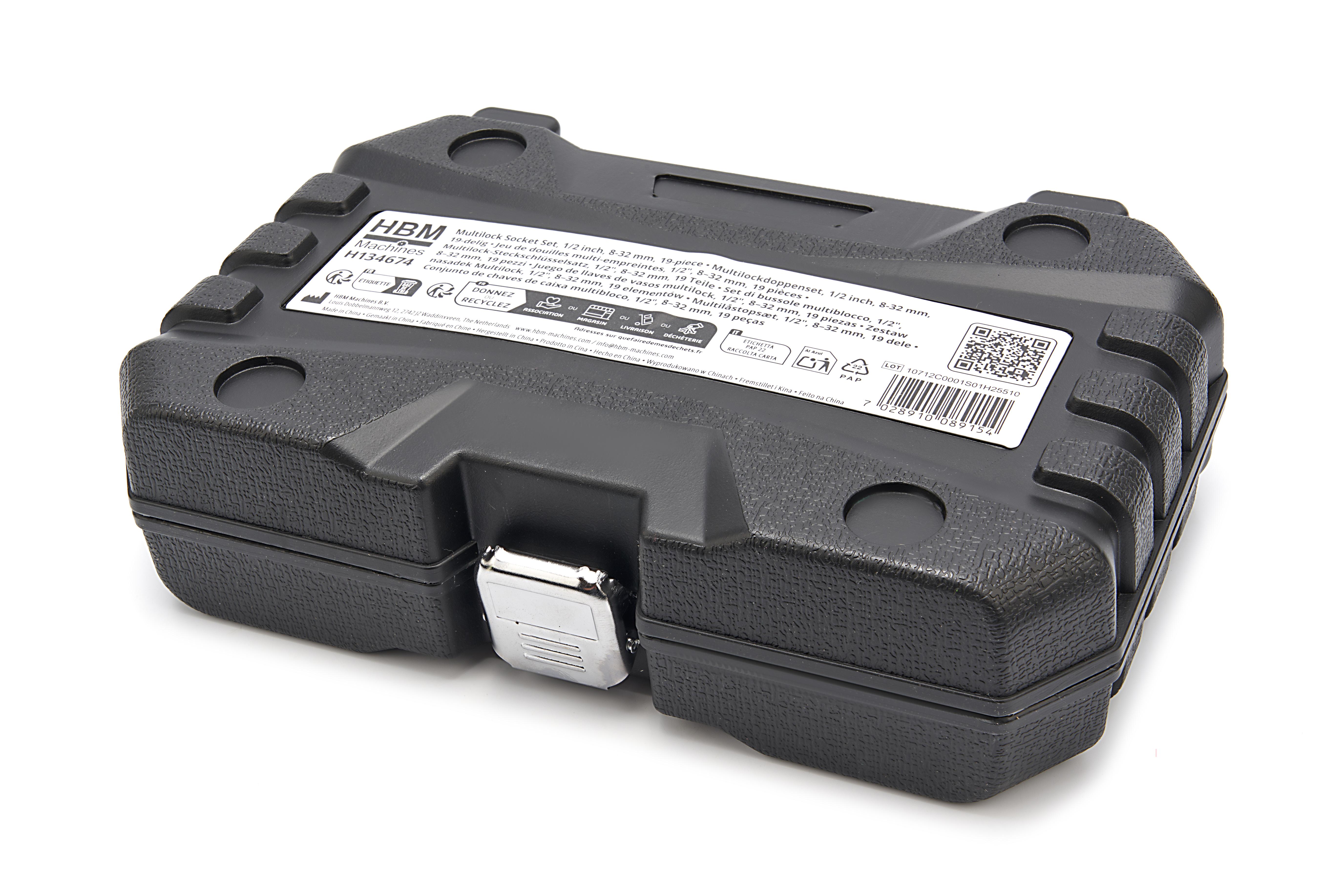 HBM 1/2 inch Multilock Doppenset 19-delig 8 tot 32 mm