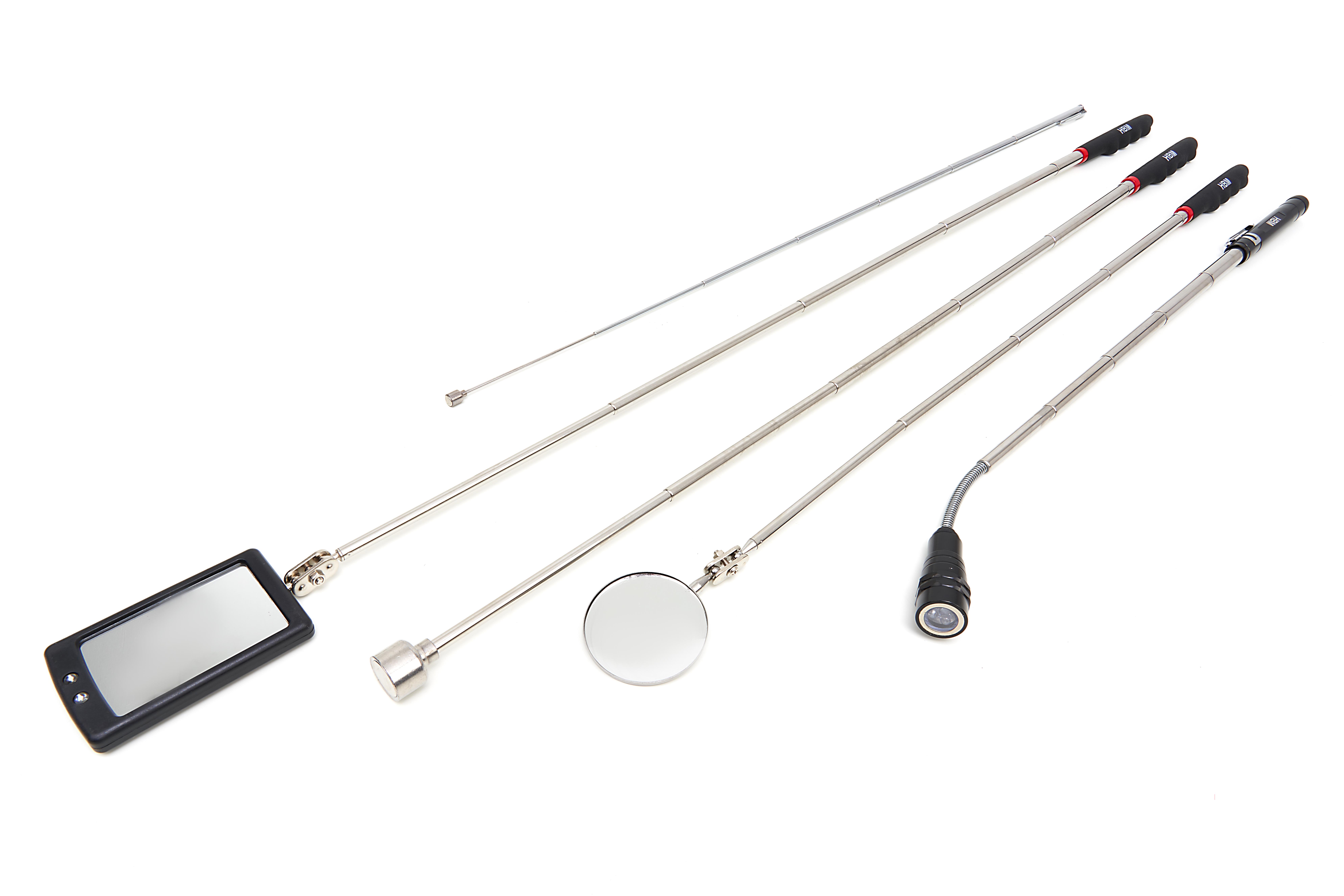 HBM magneetgereedschappenset 5-delig met LED lamp, spiegels en pick-up magneten