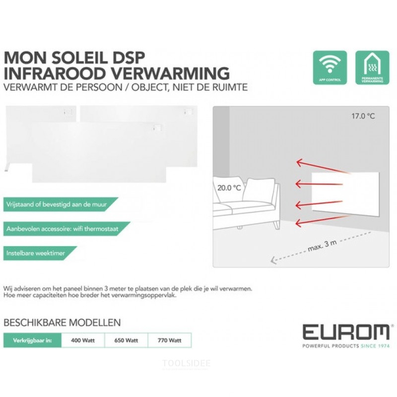 Eurom Mon Soleil DSP 400 Wifi Infraroodverwarming 400 W