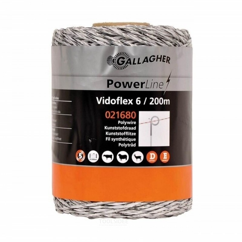 Gallagher Vidoflex 6 Schrikdraad Wit 400 Meter Gallagher Vidoflex 6 Schrikdraad Wit 400 Meter