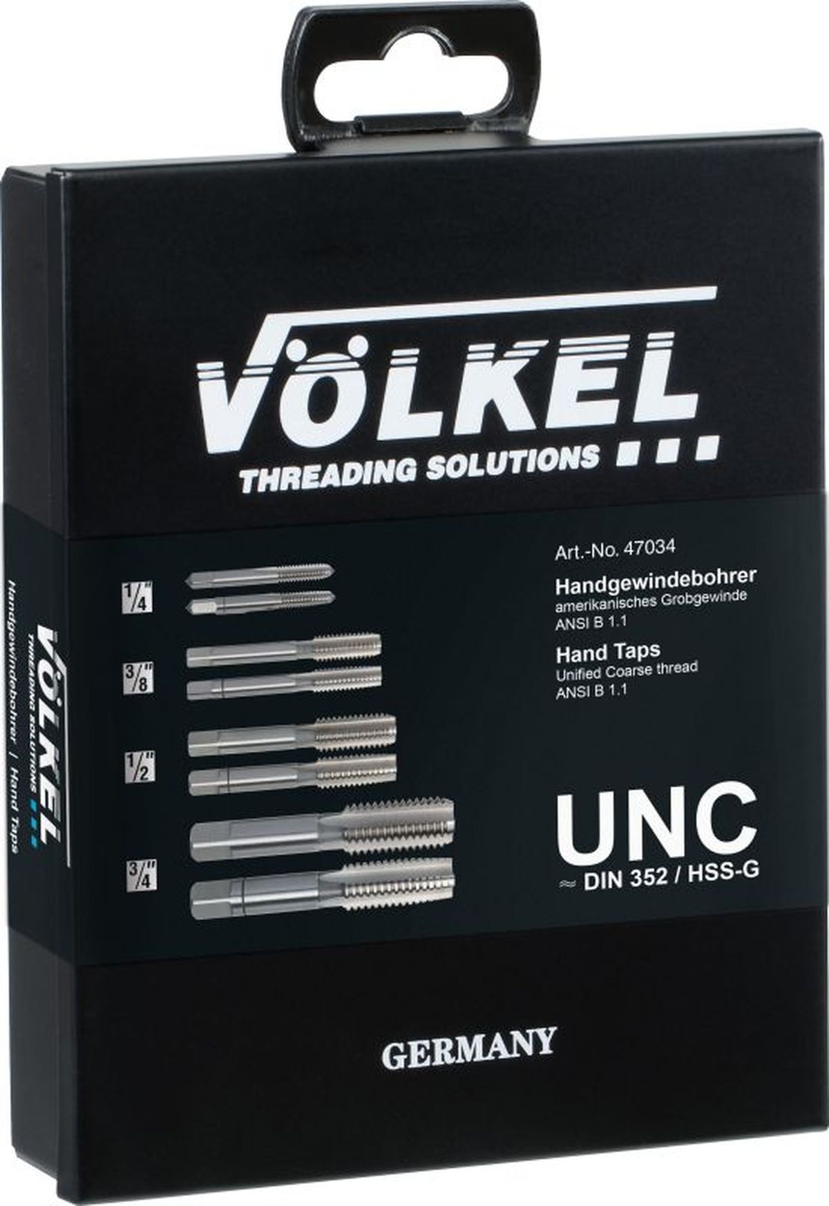 Volkel juego de machos de roscar, UNC 1/4 - 3/4 inch, 8 piezas. Volkel juego de machos de roscar, UNC 1/4 - 3/4 inch, 8 piezas.