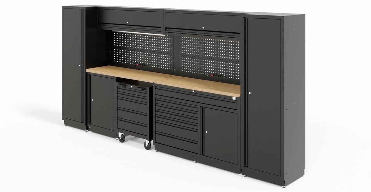 HBM sistema modular de taller 13 piezas, negro. HBM sistema modular de taller 13 piezas, negro.