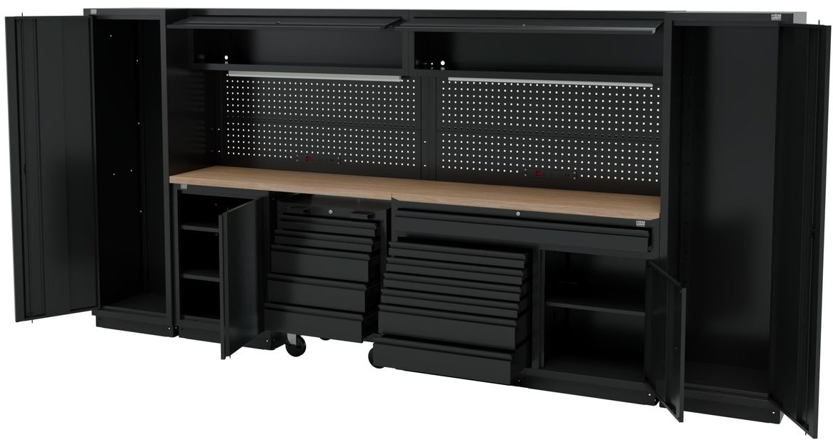 HBM sistema modular de taller 13 piezas, negro. HBM sistema modular de taller 13 piezas, negro.
