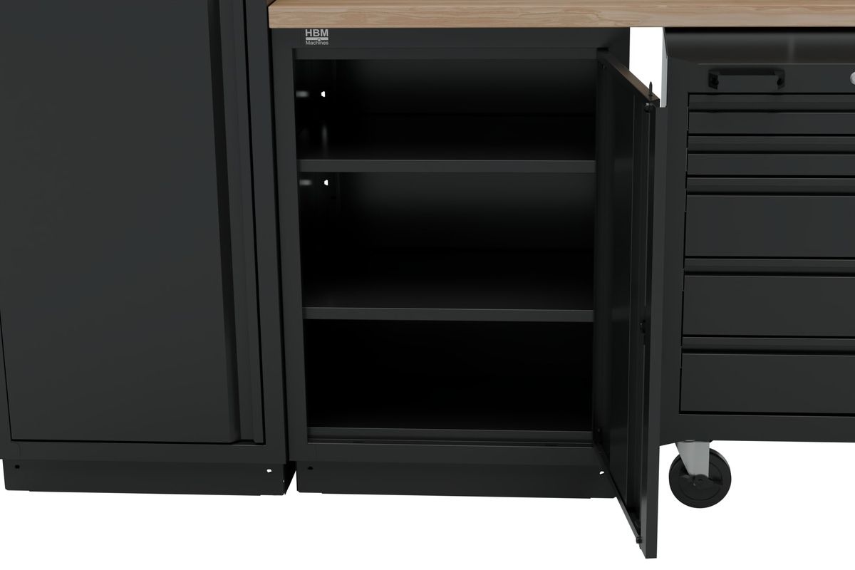 HBM sistema modular de taller 13 piezas, negro. HBM sistema modular de taller 13 piezas, negro.
