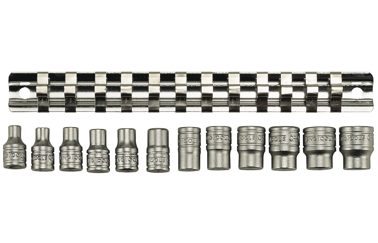 Topnøglesæt på skinne 1/4" 4-13mm 12 dele Teng Tools Topnøglesæt på skinne 1/4" 4-13mm 12 dele Teng Tools