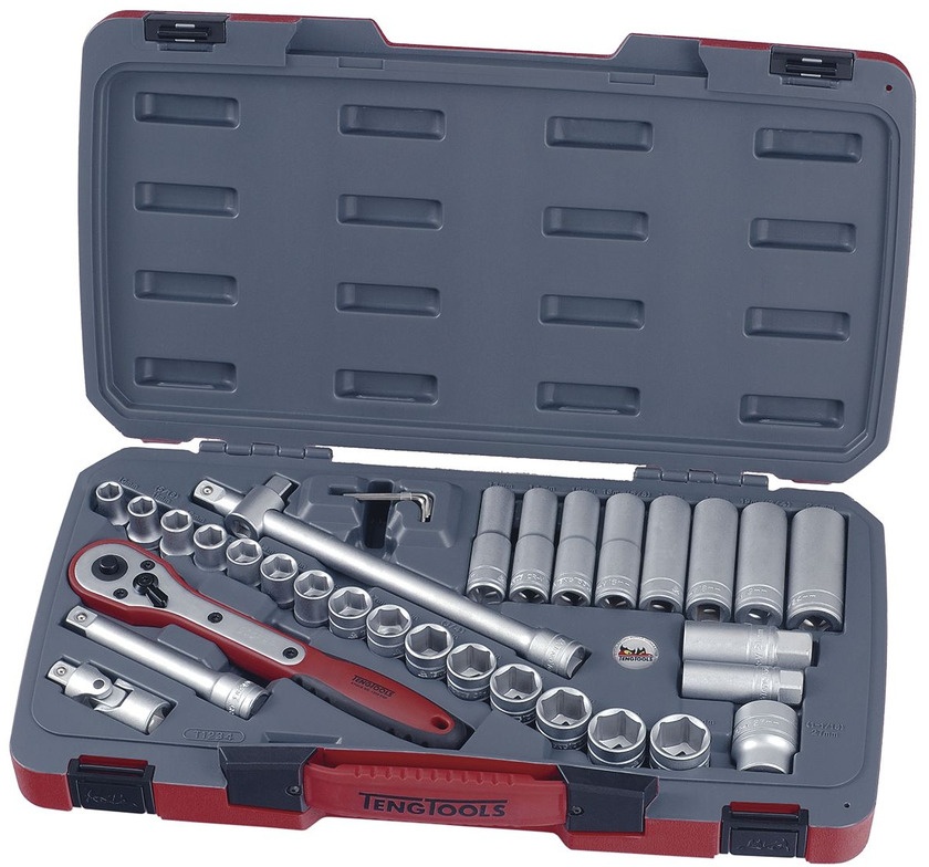 Topnøglesæt 1/2" 11-24mm 34 dele Teng Tools Topnøglesæt 1/2" 11-24mm 34 dele Teng Tools