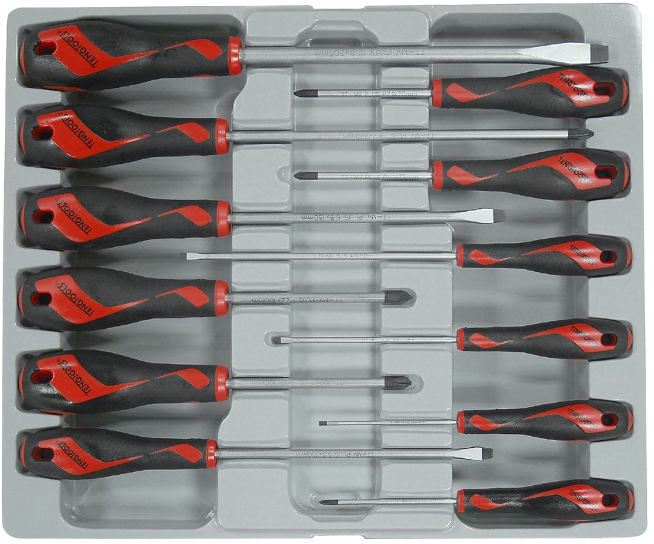 Skruetrækkersæt PL/PZ/PH 12 dele Teng Tools Skruetrækkersæt PL/PZ/PH 12 dele Teng Tools