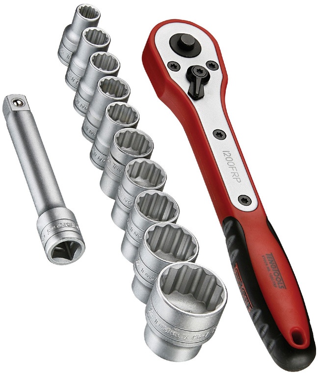Topnøglesæt 12 dele + skralde 1/2" Teng Tools Topnøglesæt 12 dele + skralde 1/2" Teng Tools