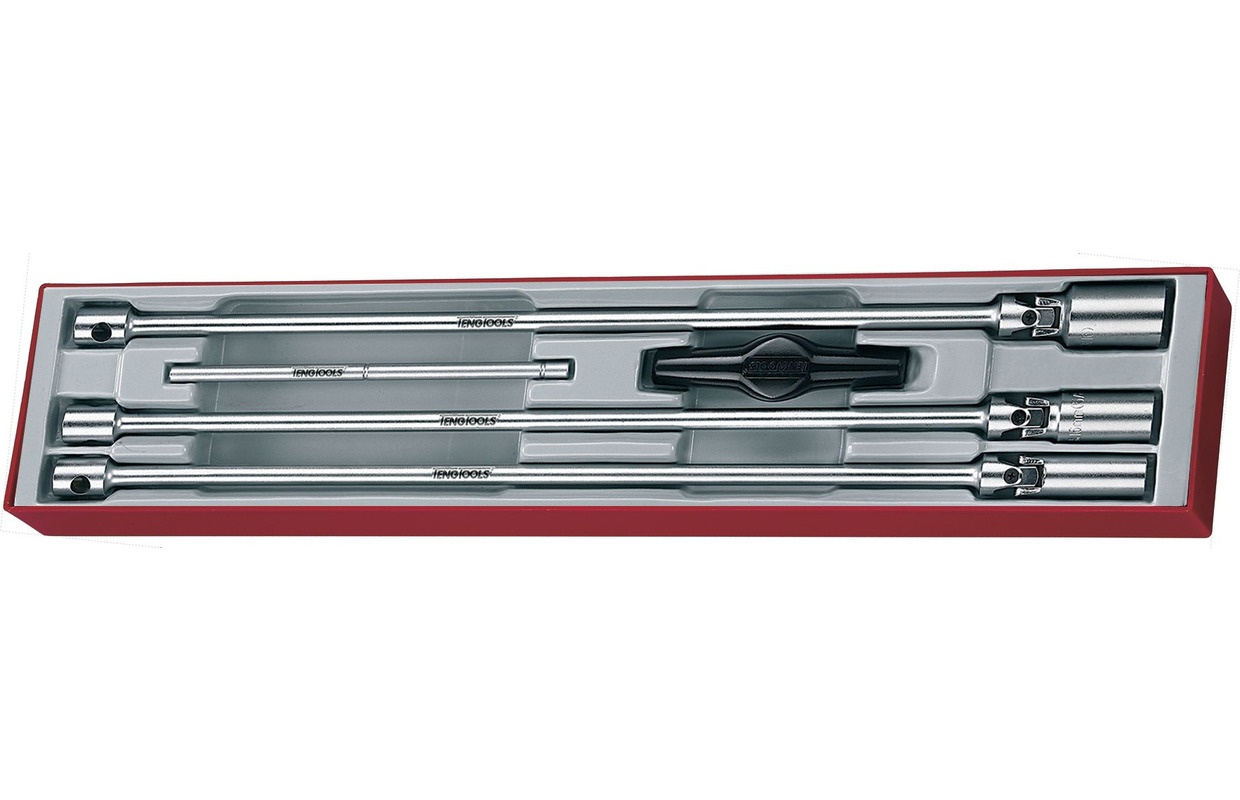 Tændrørsnøgler lange T-greb TTX-4 bakke 3/8" 5 dele Teng Tools