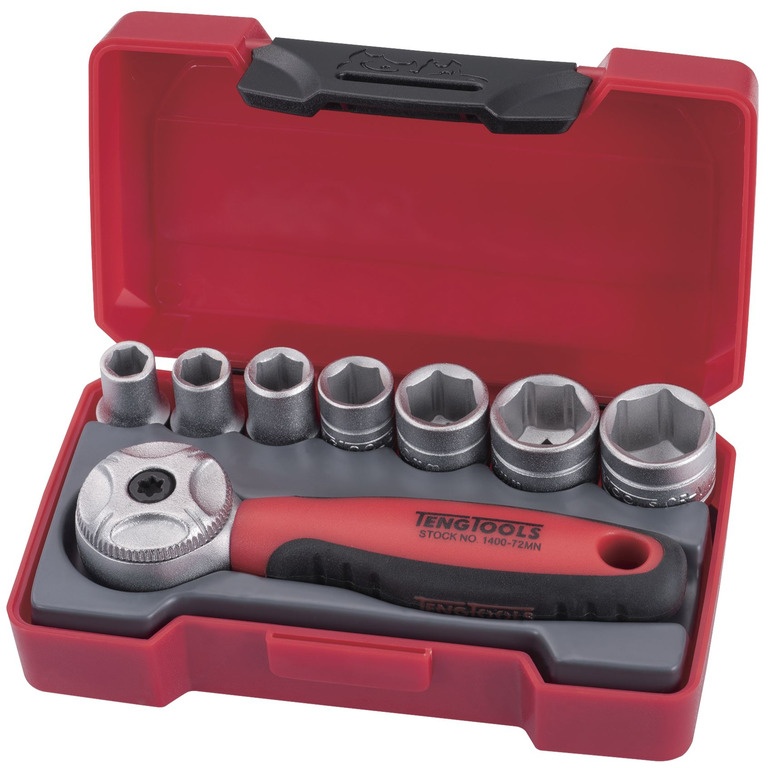 8-delt mini-sæt 1/4" toppe Teng Tools 8-delt mini-sæt 1/4" toppe Teng Tools