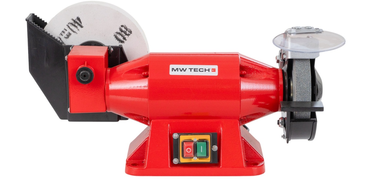 Våd- og tørslibemaskine slibesten ø 150 mm 2950 o/min hvid slibesten ø 200 mm 134 o/min 520 W 230V MW-Tech Våd- og tørslibemaskine slibesten ø 150 mm 2950 o/min hvid slibesten ø 200 mm 134 o/min 520 W 230V MW-Tech
