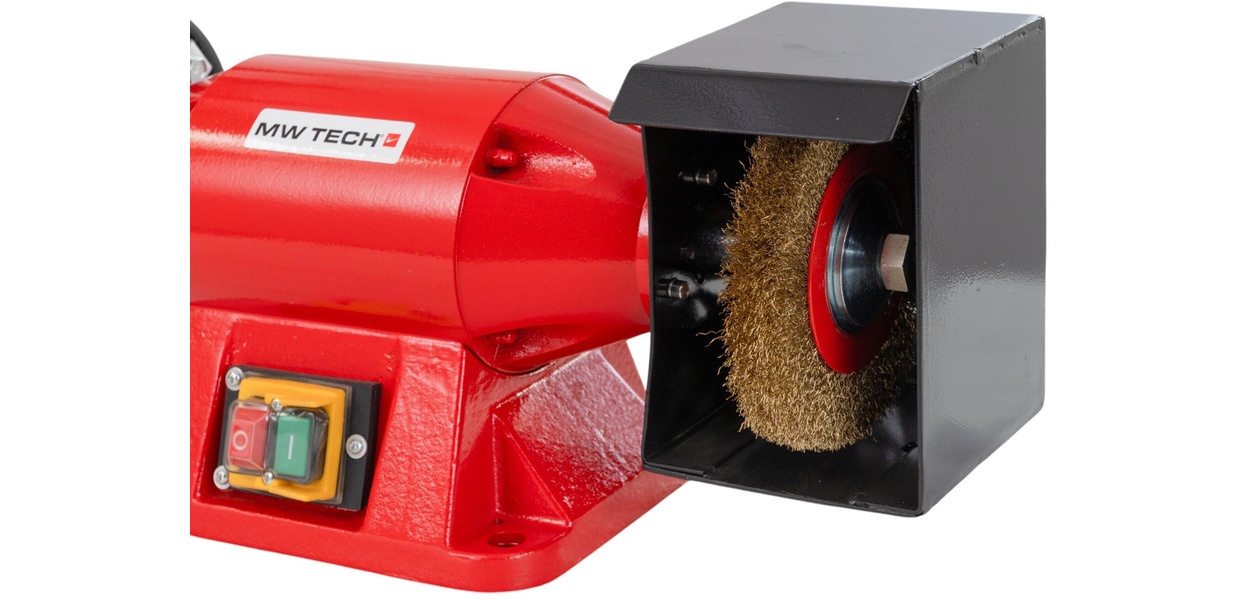 Kombinationssliber med børstediameter 150 mm 2950 o/min 520 W 230V spændehul 32 mm inklusive slibesten og børste MW-Tech Kombinationssliber med børstediameter 150 mm 2950 o/min 520 W 230V spændehul 32 mm inklusive slibesten og børste MW-Tech