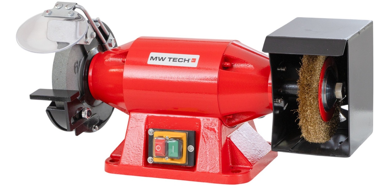 Kombinationssliber med børstediameter 150 mm 2950 o/min 520 W 230V spændehul 32 mm inklusive slibesten og børste MW-Tech Kombinationssliber med børstediameter 150 mm 2950 o/min 520 W 230V spændehul 32 mm inklusive slibesten og børste MW-Tech