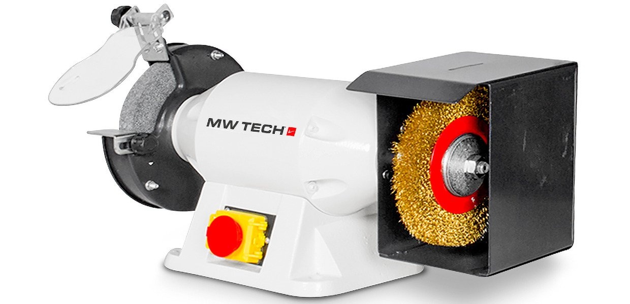 Kombinationssliber med børstediameter 200 mm 2950 o/min 900 W 230V spændehul 32 mm inklusive slibesten og børste MW-Tech