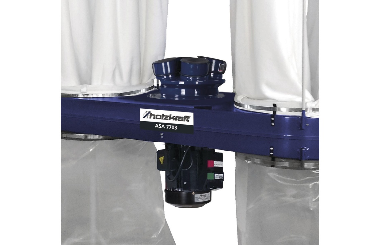Professionelt træudsugningssystem 4300 m³/t 3,8 kW 400V med 180° vipbar sugedyse og motor Holzkraft
