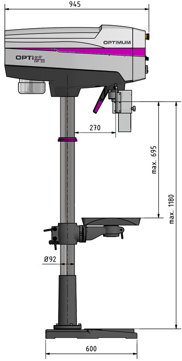 Moderne søjleboremaskine, boring op til ø 30 mm, skaft MK4, 1,1 kW, 400V, variabel hastighed, Optidrill Moderne søjleboremaskine, boring op til ø 30 mm, skaft MK4, 1,1 kW, 400V, variabel hastighed, Optidrill