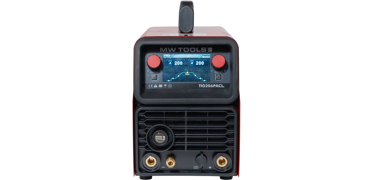 AC/DC TIG-svejsningsinverter 200 A til svejsning i TIG AC, DC, PULSE TIG og elektrode-MMA. MW-værktøj AC/DC TIG-svejsningsinverter 200 A til svejsning i TIG AC, DC, PULSE TIG og elektrode-MMA. MW-værktøj