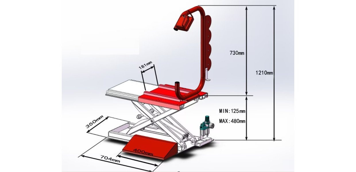 Dækløft 75 kg pneumatiske balancere 460 mm højde MW Tools